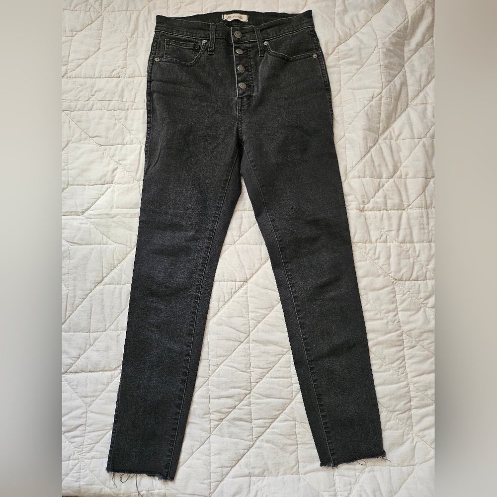 Madewell-10" Rise- Skinny 4 Button Fly Charcoal Black Denim Jeans